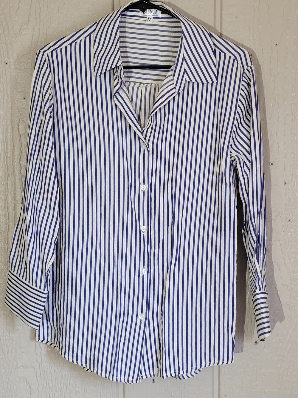 Blue & White Striped Button-Up Shirt